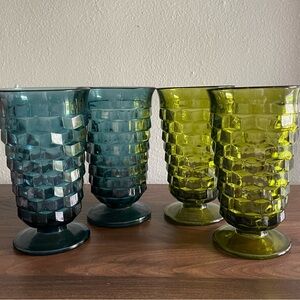 Vintage Whitehall Cubist Riviera Blue Avocado Green MCM Boho